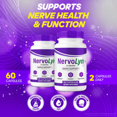 NutraVibe NervoLyn capsules in bottle for easy daily intake.