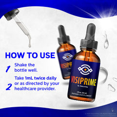 NutraVibe Visiprime drops under tongue being applied for convenient dosing