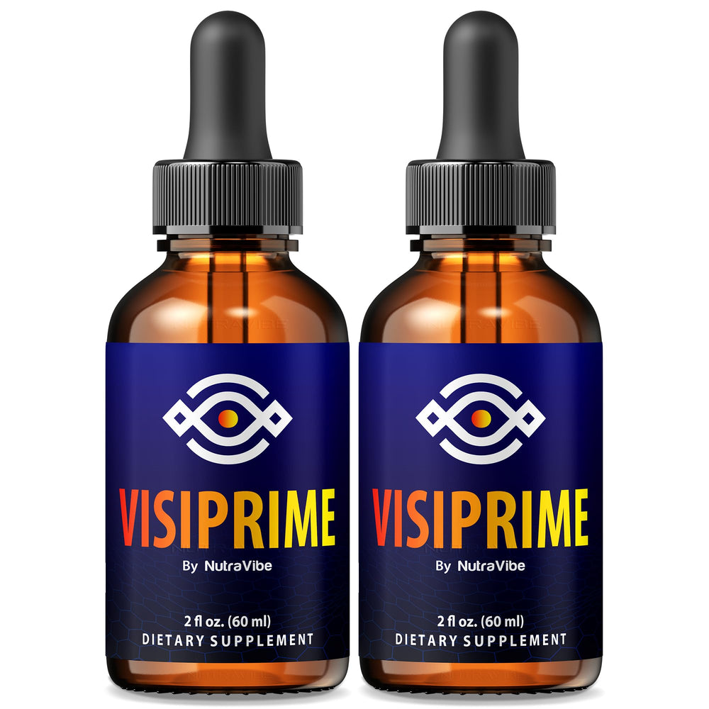 NutraVibe Visiprime eye drops bottle supports gentle eye care for daily comfort.