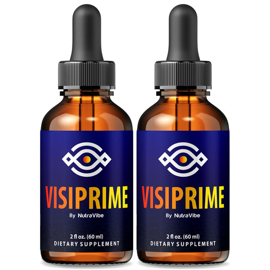 NutraVibe Visiprime eye drops bottle supports gentle eye care for daily comfort.