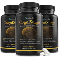 Nutraville CogniSurge bottle front for daily memory and focus support