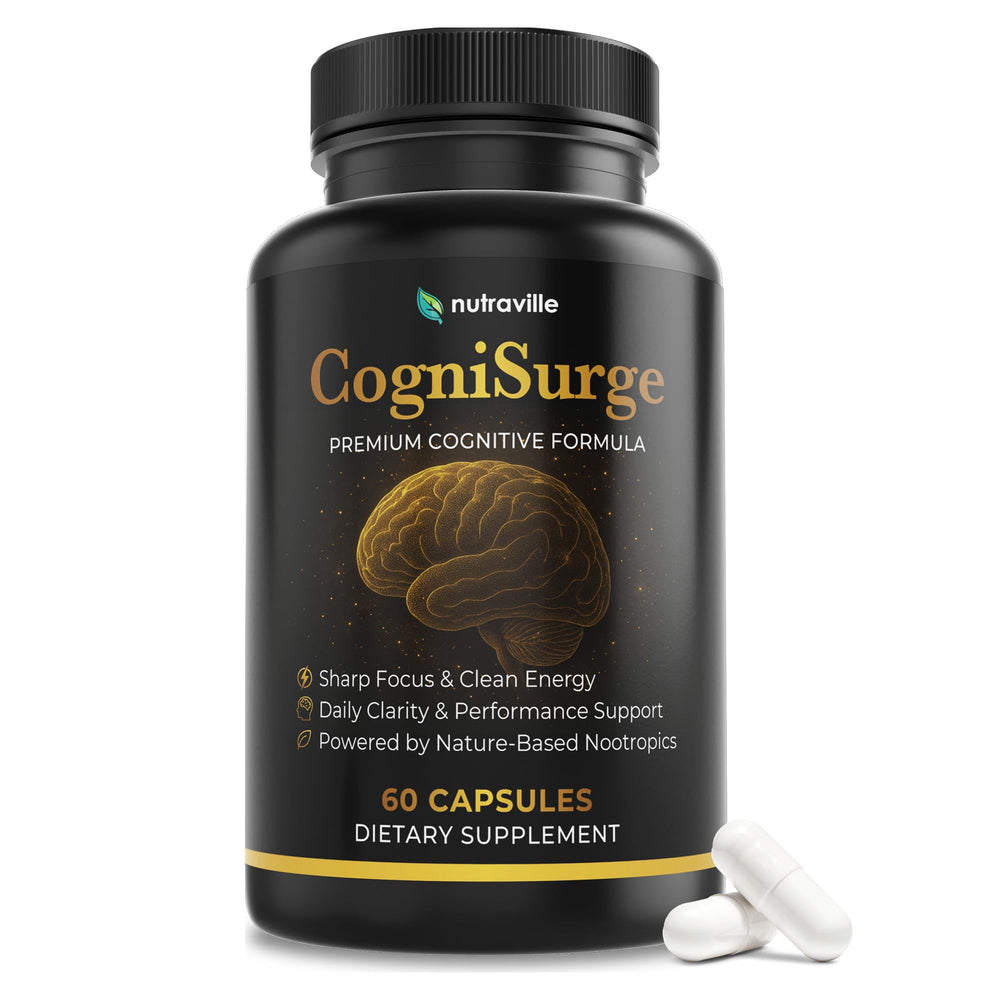 Nutraville CogniSurge bottle ready for daily brain support