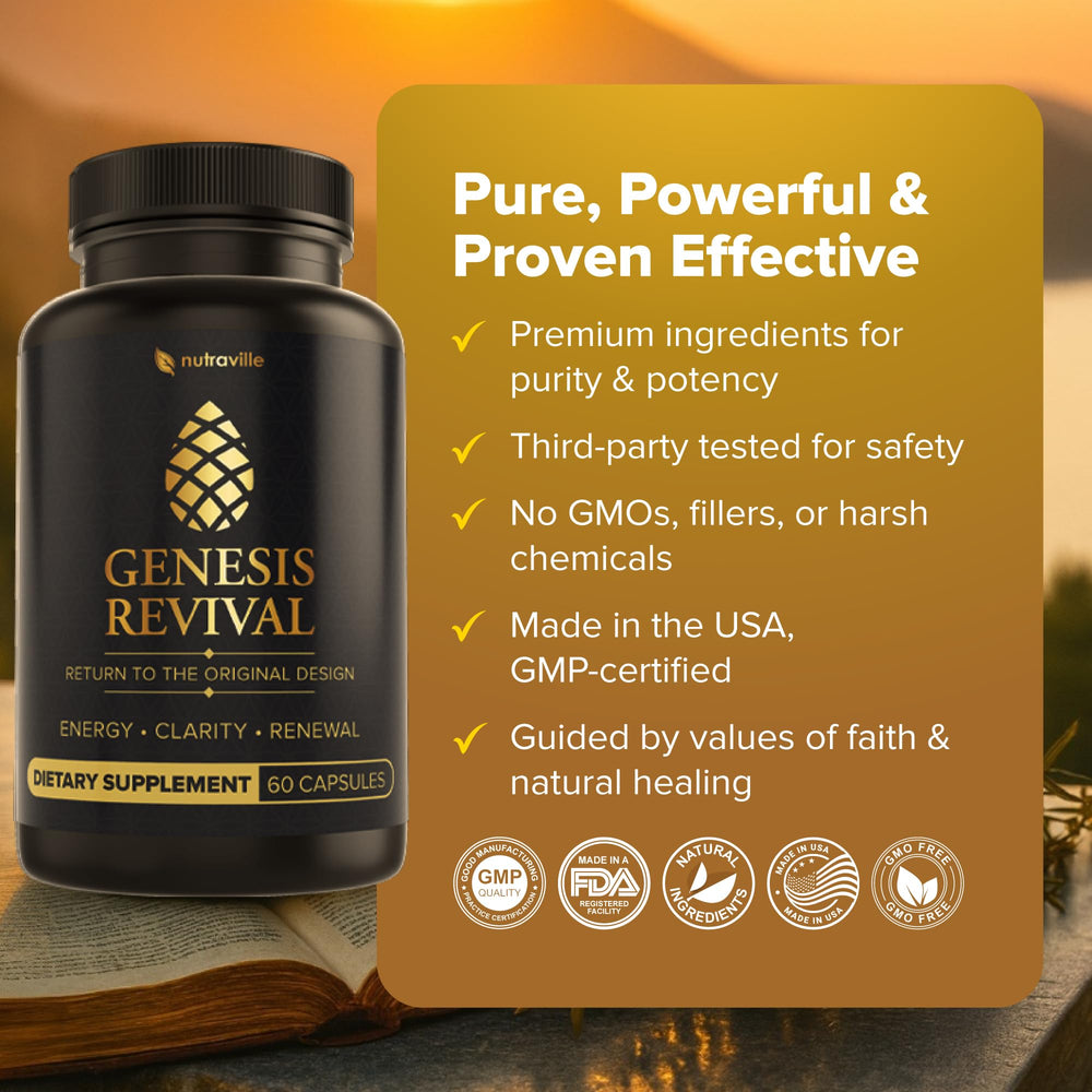Nutraville Genesis Revival science-meets-spiritual blend visual