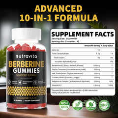 Nutravita Berberine Gummies close-up with strawberry flavor for daily wellness