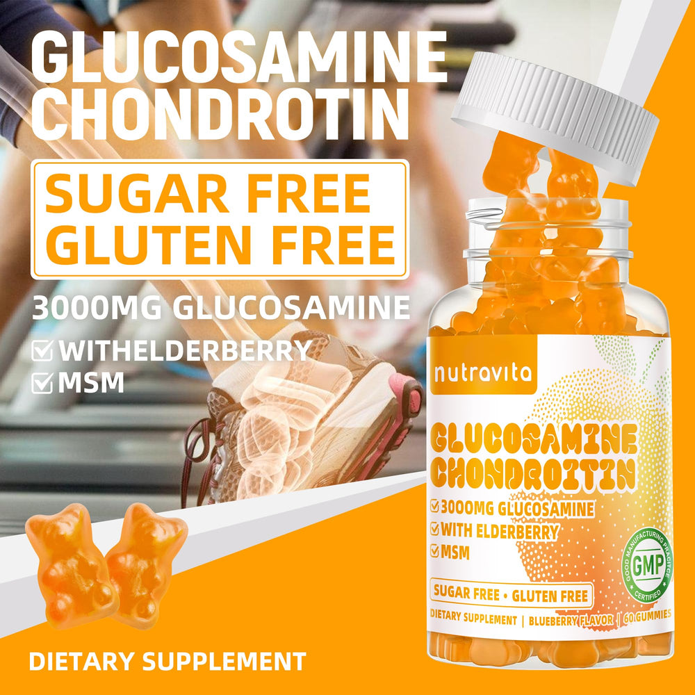 Nutravita elderberry flavored label on glucosamine chondroitin gummies