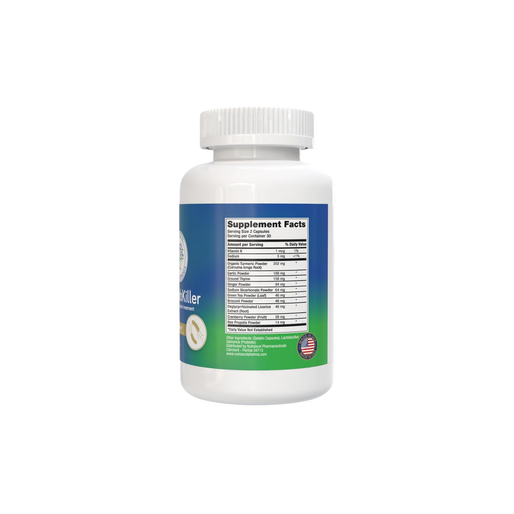 Nutraxcol HELICOBKILLER bottle pour showing daily dosing
