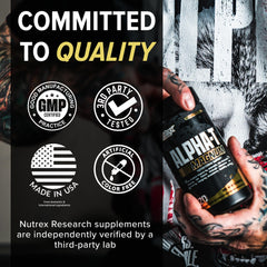 Hero-pose image of Nutrex Alpha-T Magnum conveying dedication and effort