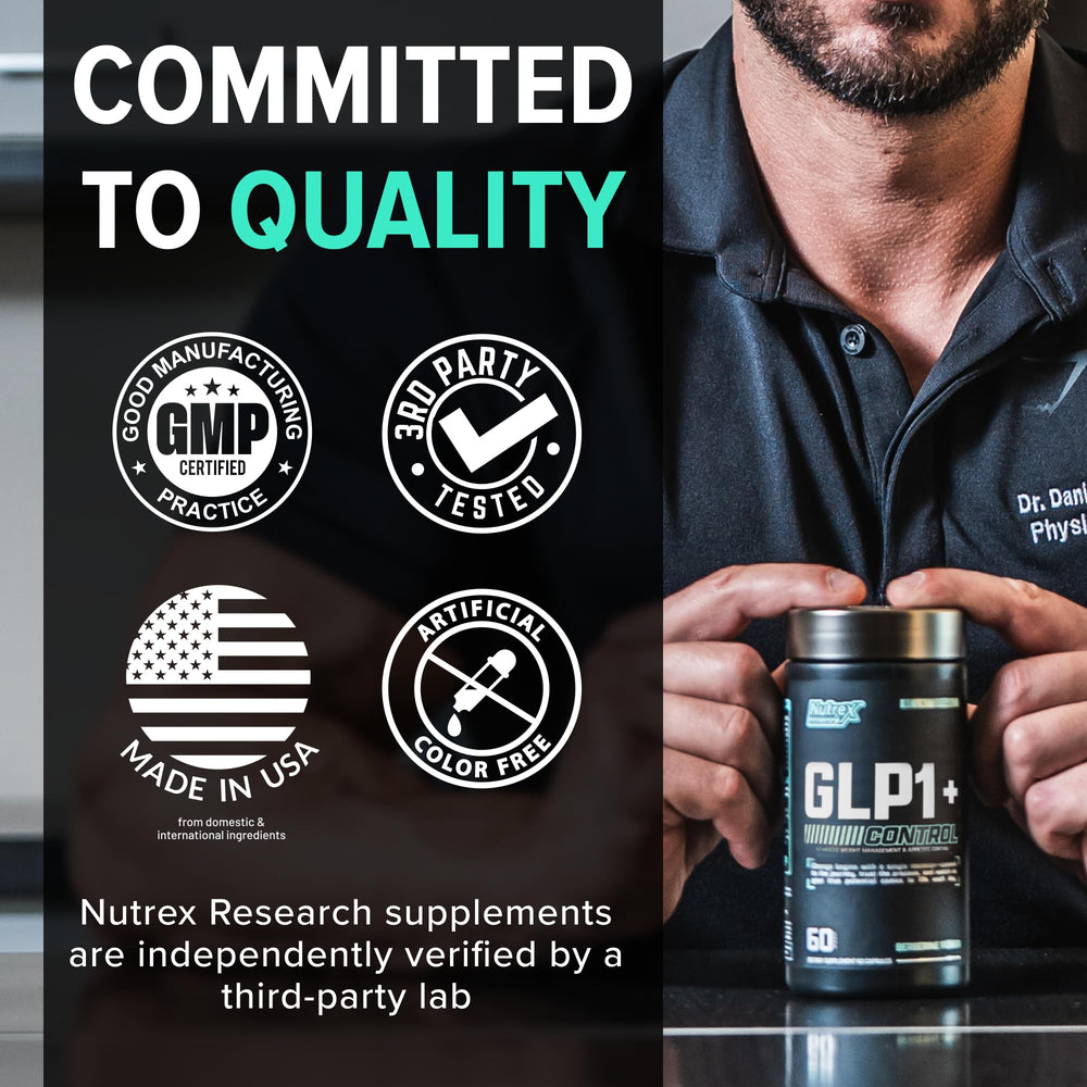 Nutrex GLP-1 USA-made packaging emblem on the box.