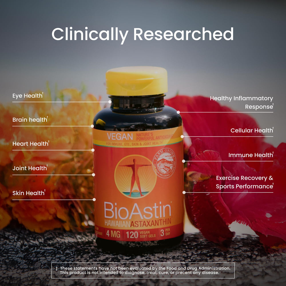 Nutrex Hawaii BioAstin label detail highlighting quality and testing