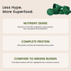 Person holding Nutrex spirulina bottle for easy daily use.