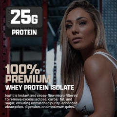 Nutrex IsoFit whey protein label clearly lists ingredients and purity.