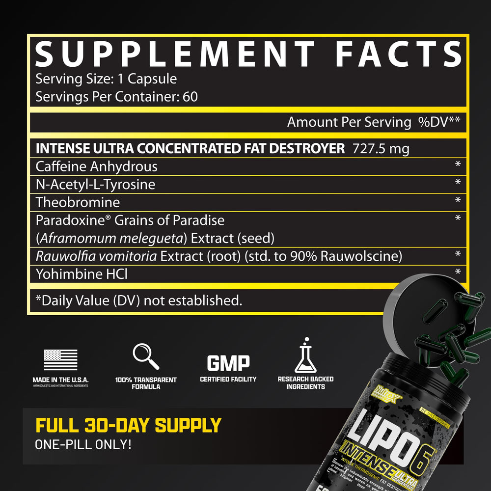 Energetic boost from Nutrex Lipo6 Black Intense during workouts