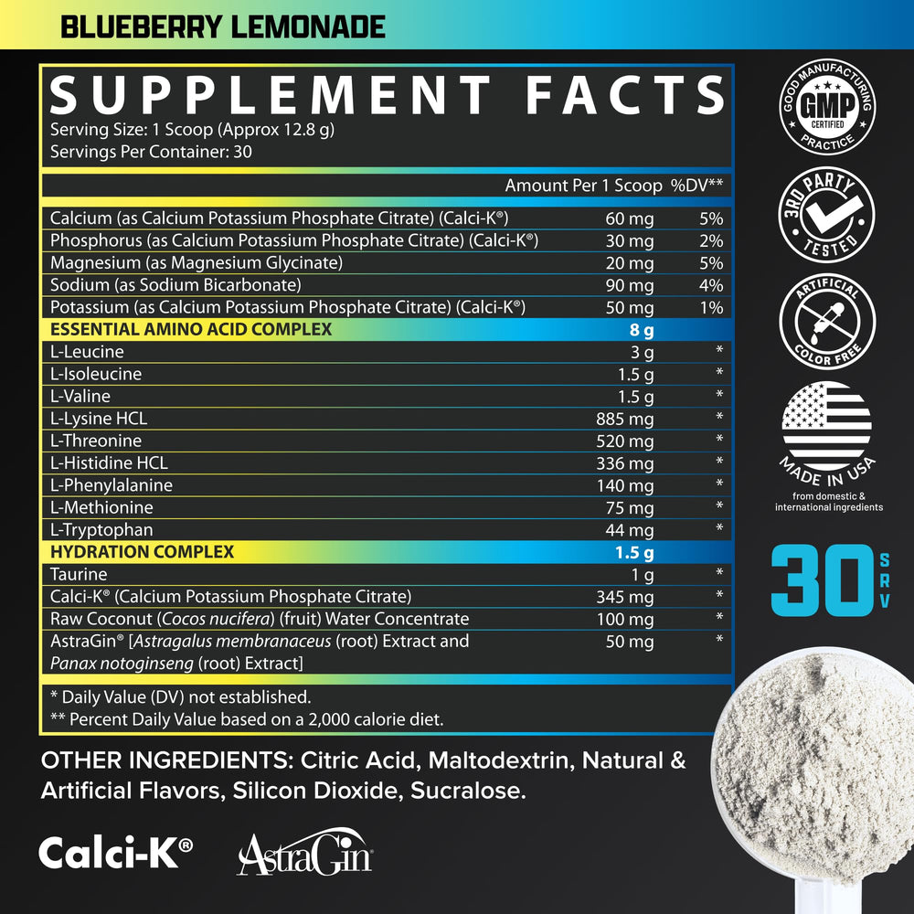 Astragin graphic illustrating uptake support in Nutrex EAA Hydration formula