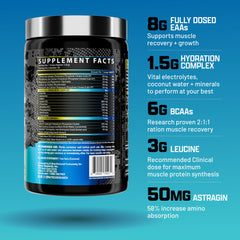 Nutrex EAA Hydration Blueberry Lemonade glass ready to sip during training sessions