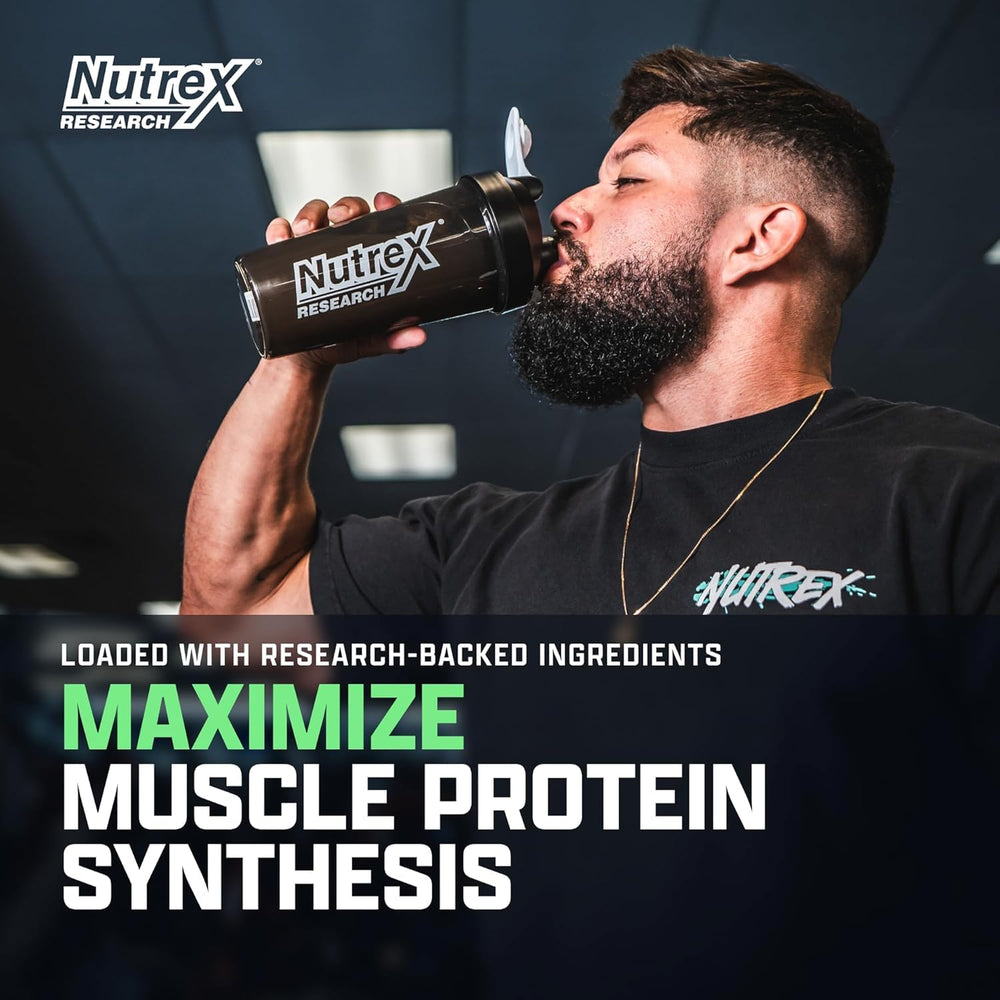 Finished Nutrex EAA Hydration pink lemonade beverage shows refreshing flavor and hydration ready.