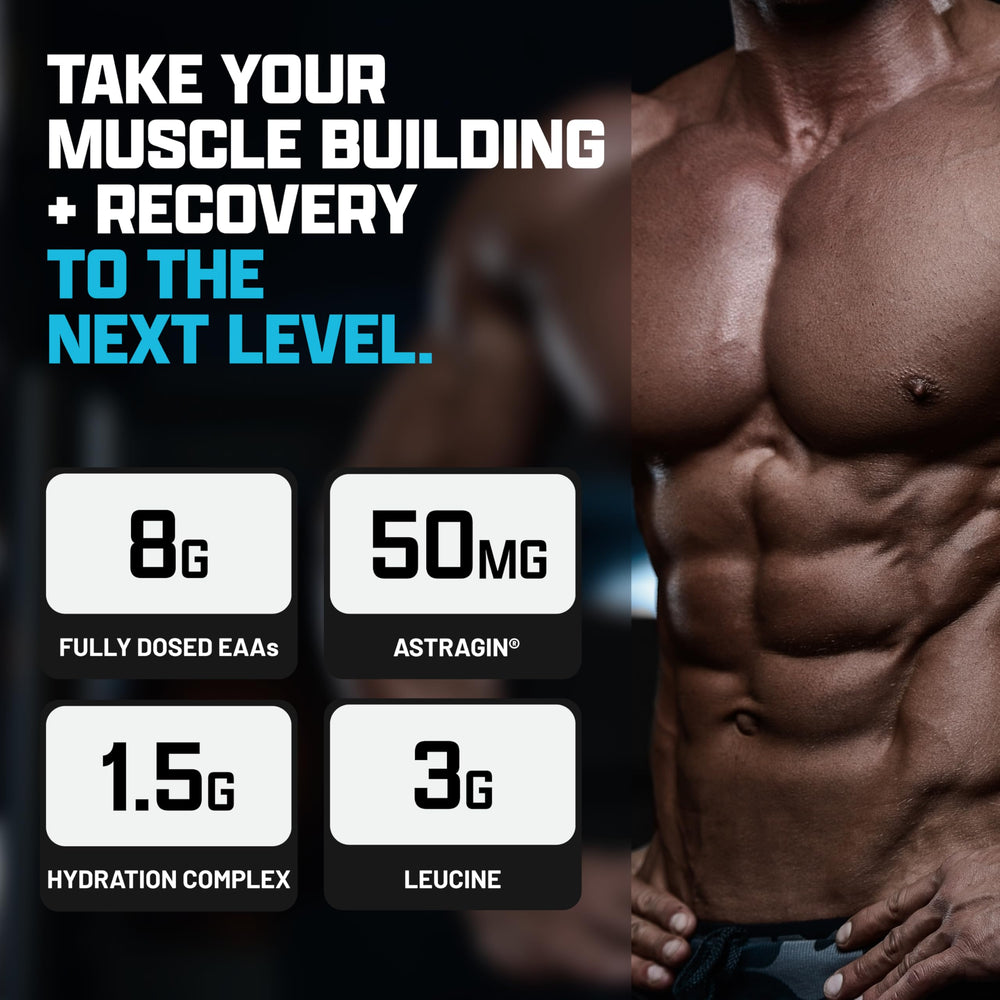 Closeup of Nutrex EAA Hydration powder scoop and texture