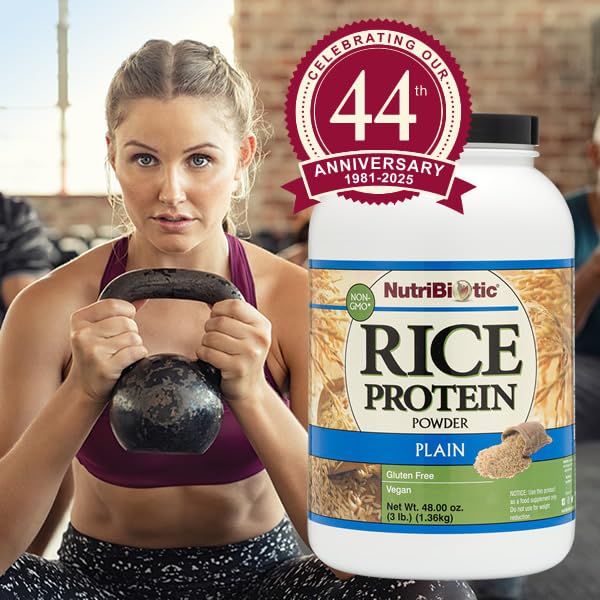 NutriBiotic Plain Rice Protein label close-up highlighting purity