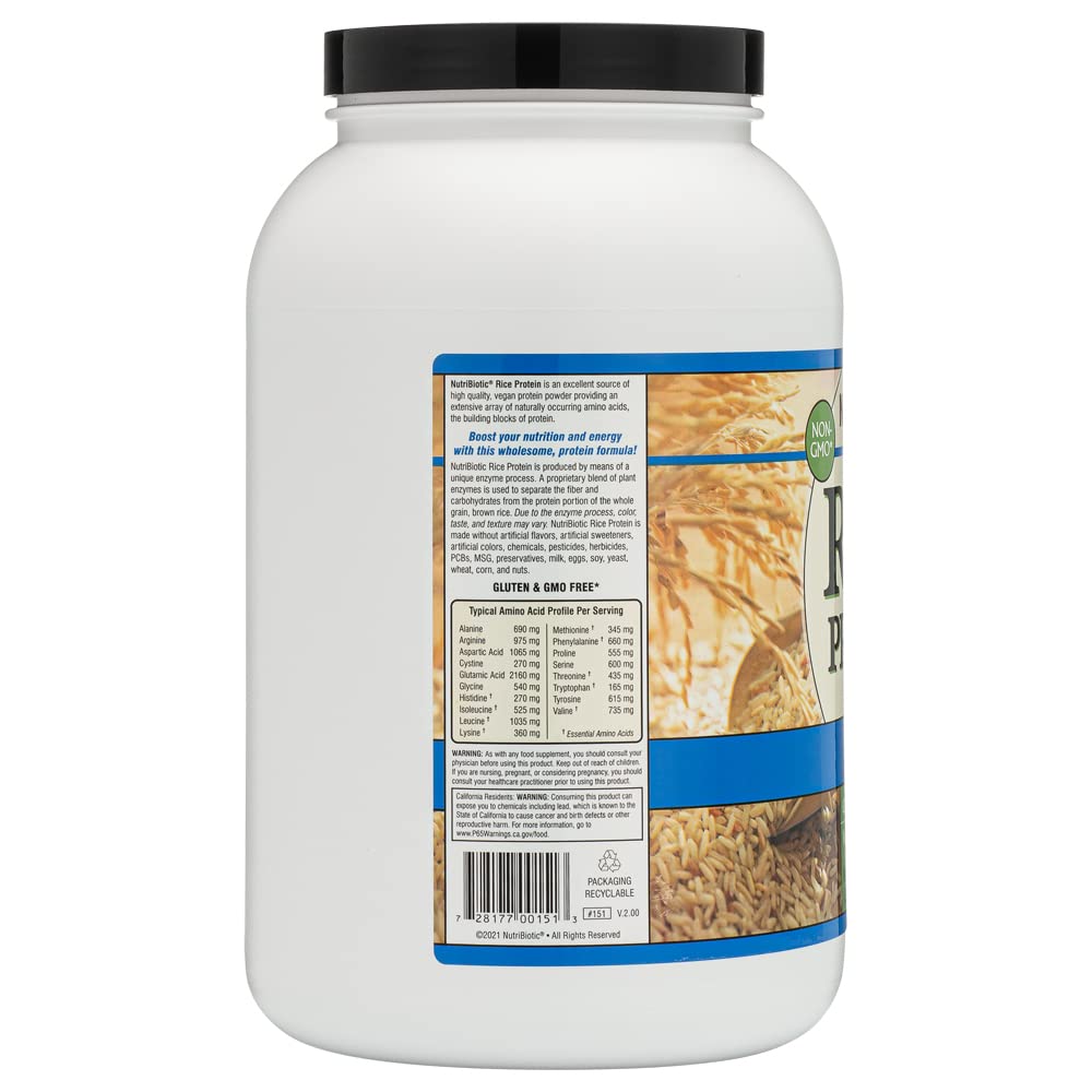 NutriBiotic Plain Rice Protein shake with smooth blend in glass
