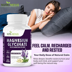Nutri-Nexus Magnesium Glycinate 833mg bottle top closeup encouraging daily use.