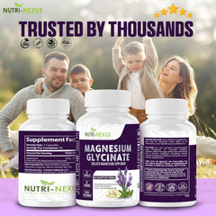 Nutri-Nexus Magnesium Glycinate 833mg vegan capsules collection highlights vegan-friendly formula.