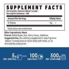 NUTRI POTENTIA D-Ribose powder scoop indicating convenient serving for workouts