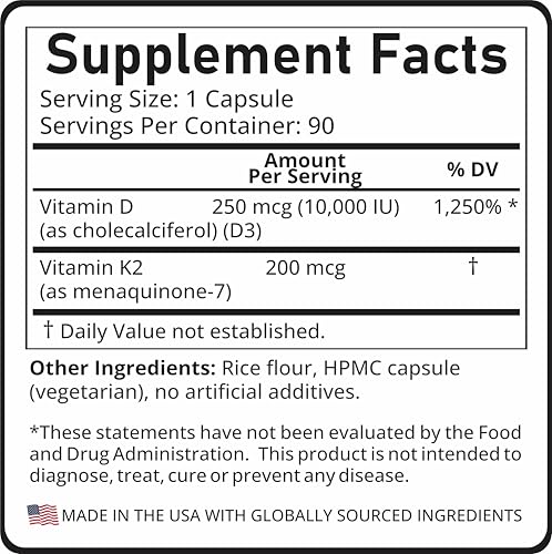 Nutri Reign D3 + K2 nutrition label emphasizes non-GMO, gluten-free.