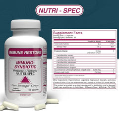 Nutri-Spec Immune Restore capsules close-up for probiotic support.