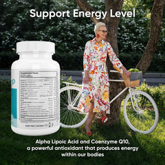 Nutri-Supreme Active 50 Plus ingredients list highlights CoQ10 and lutein among others.