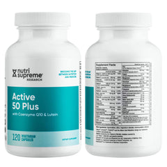Nutri-Supreme Active 50 Plus packaging front conveying premium quality and kosher certification.