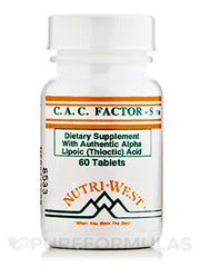 Close-up of Nutri-West CAC Factor-S tablets showing texture