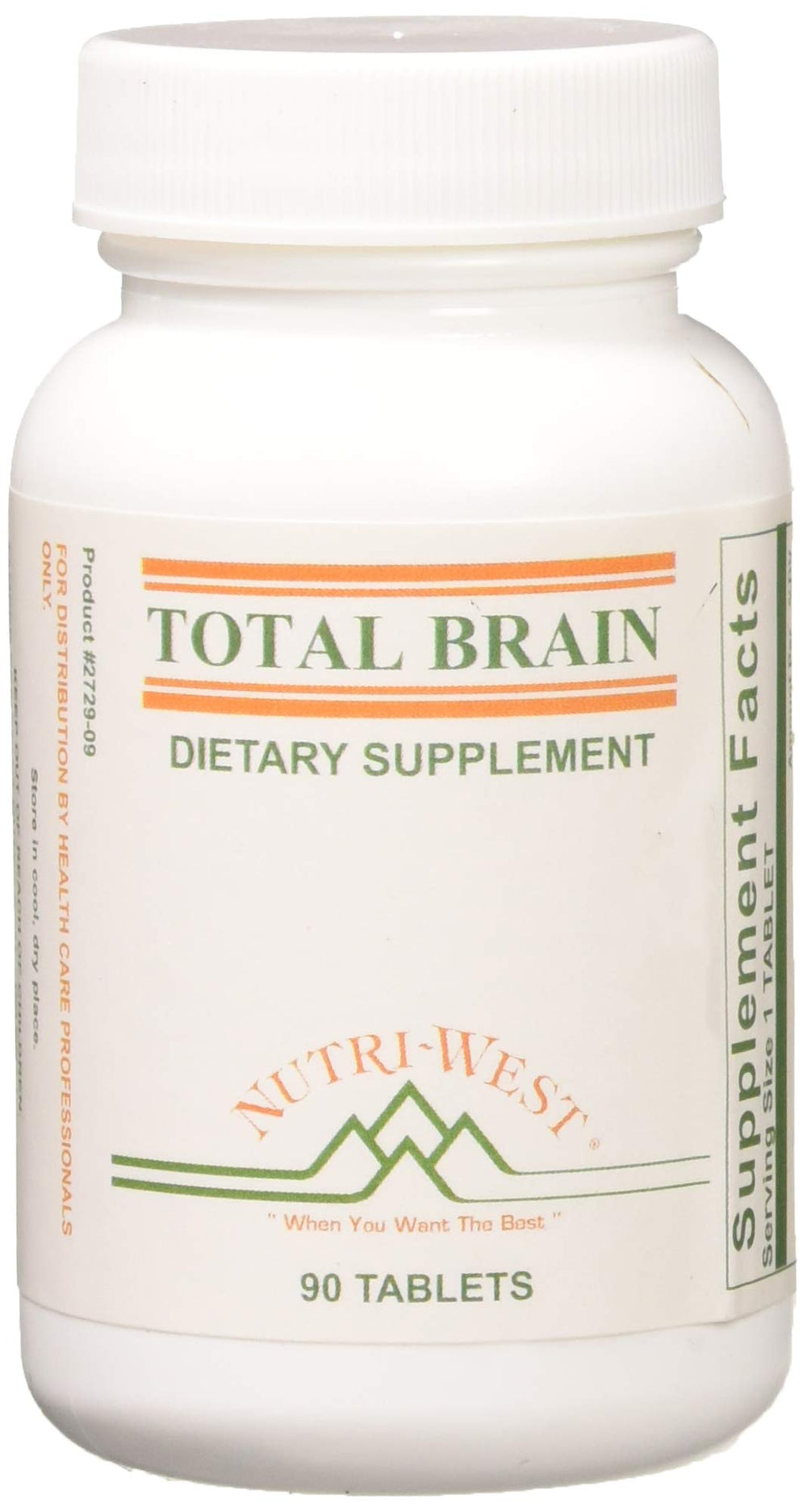 Nutri-West Total Brain 90 packaging showcases US-made quality for daily cognitive support.