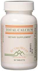 Nutri-West Total Calcium 90 bottle front view for daily use and easy dosing