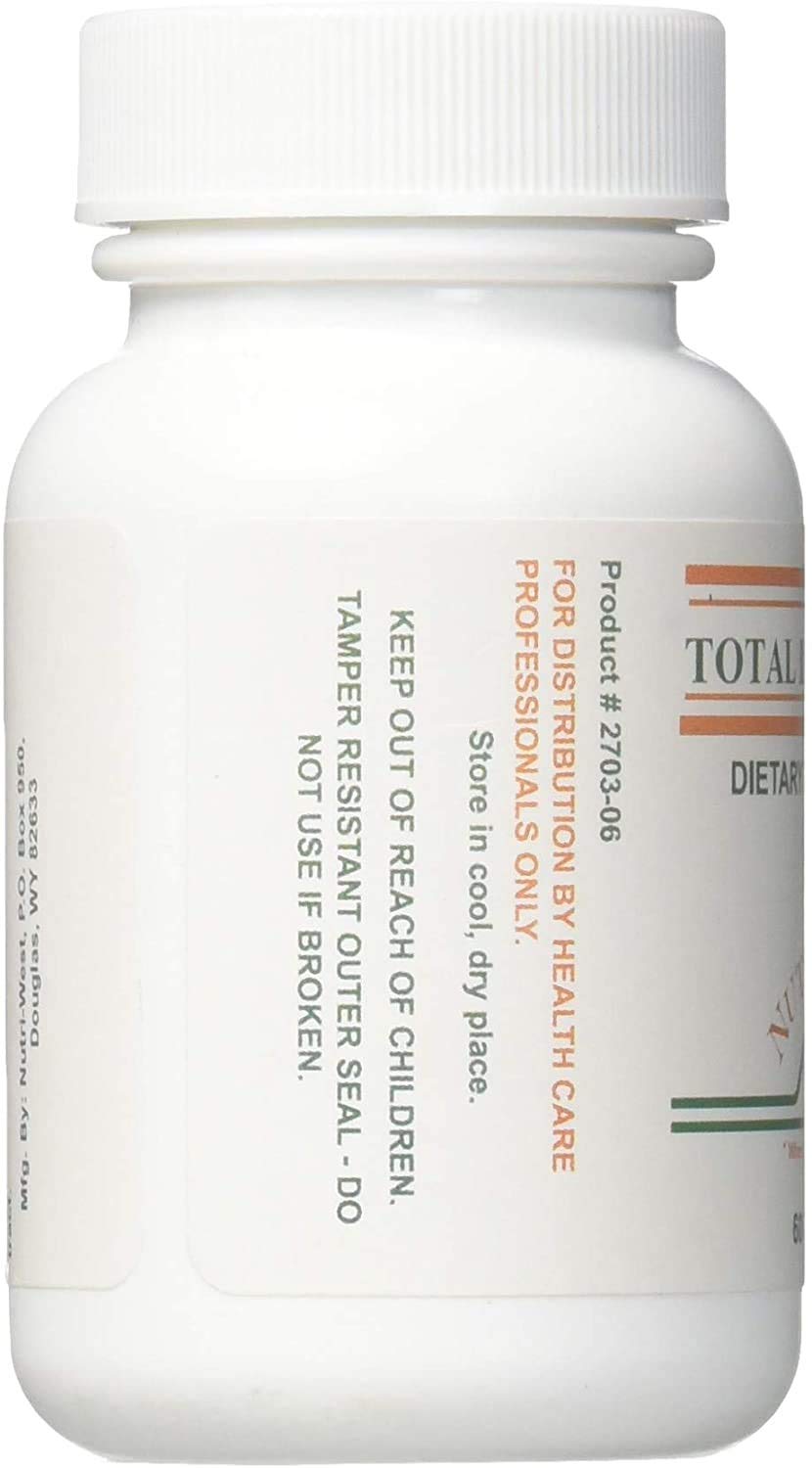 Nutri-West Total Leaky Gut 60 bottle side view, lightweight packaging for convenient storage