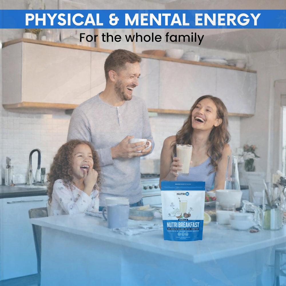 Nutri11 NutriBreakfast container and ingredients suggest keto energy support.