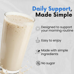Nutri11 NutriBreakfast mix in glass highlights smooth, creamy texture.