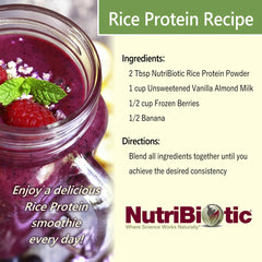 NutriBiotic Vanilla Rice Protein powder close-up highlighting smooth texture for easy mixing
