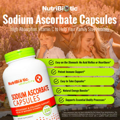 NutriBiotic Sodium Ascorbate Capsules pack showing convenient on-the-go use.