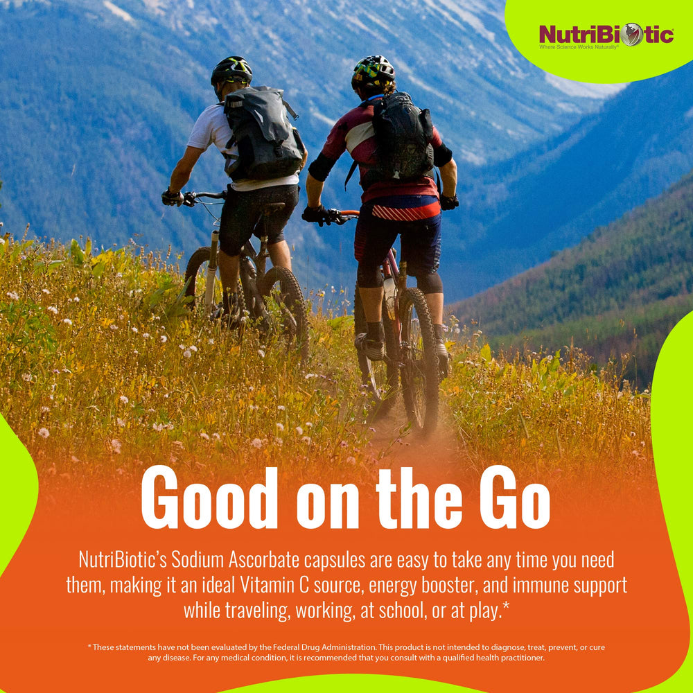 NutriBiotic Sodium Ascorbate Capsules travel tin supports on-the-go wellness.