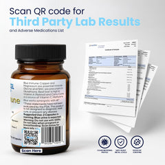 Nutricel Blue Immune organic camu camu berries highlight on label.