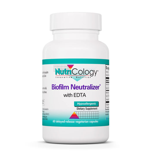 Nutricology Biofilm Neutralizer bottle front with recyclable label for easy daily use
