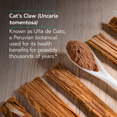 Nutricology Cats Claw label back details ingredients and hypoallergenic heritage