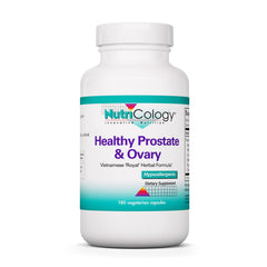 Nutricology Healthy Prostate and Ovary bottle with easy-to-swallow capsules for reproductive health support.