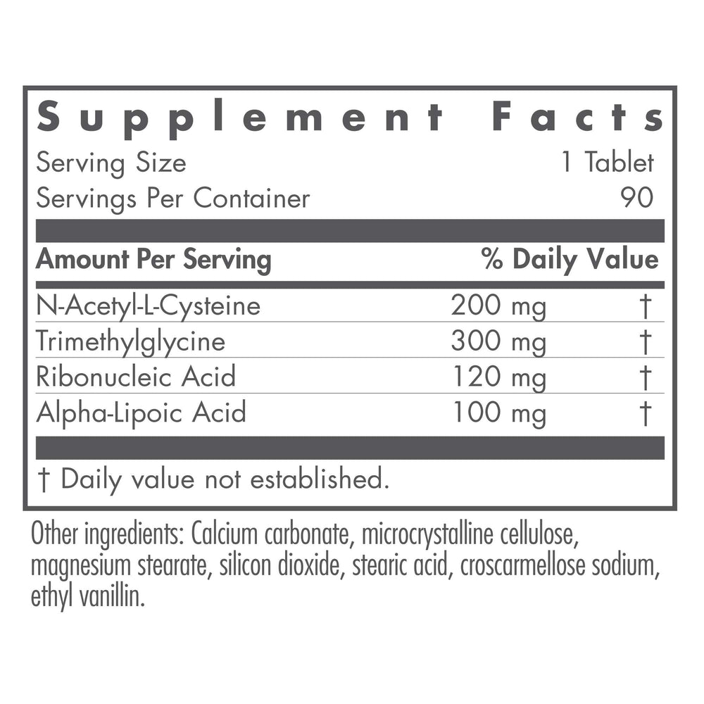 Nutricology NAC enhanced tablets closeup showing tablet form and pure NAC.