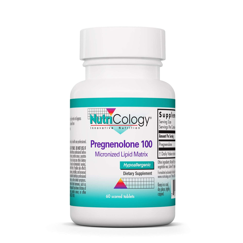 Nutricology Pregnenolone tablets, 100 mg, plant-sourced wellness support.