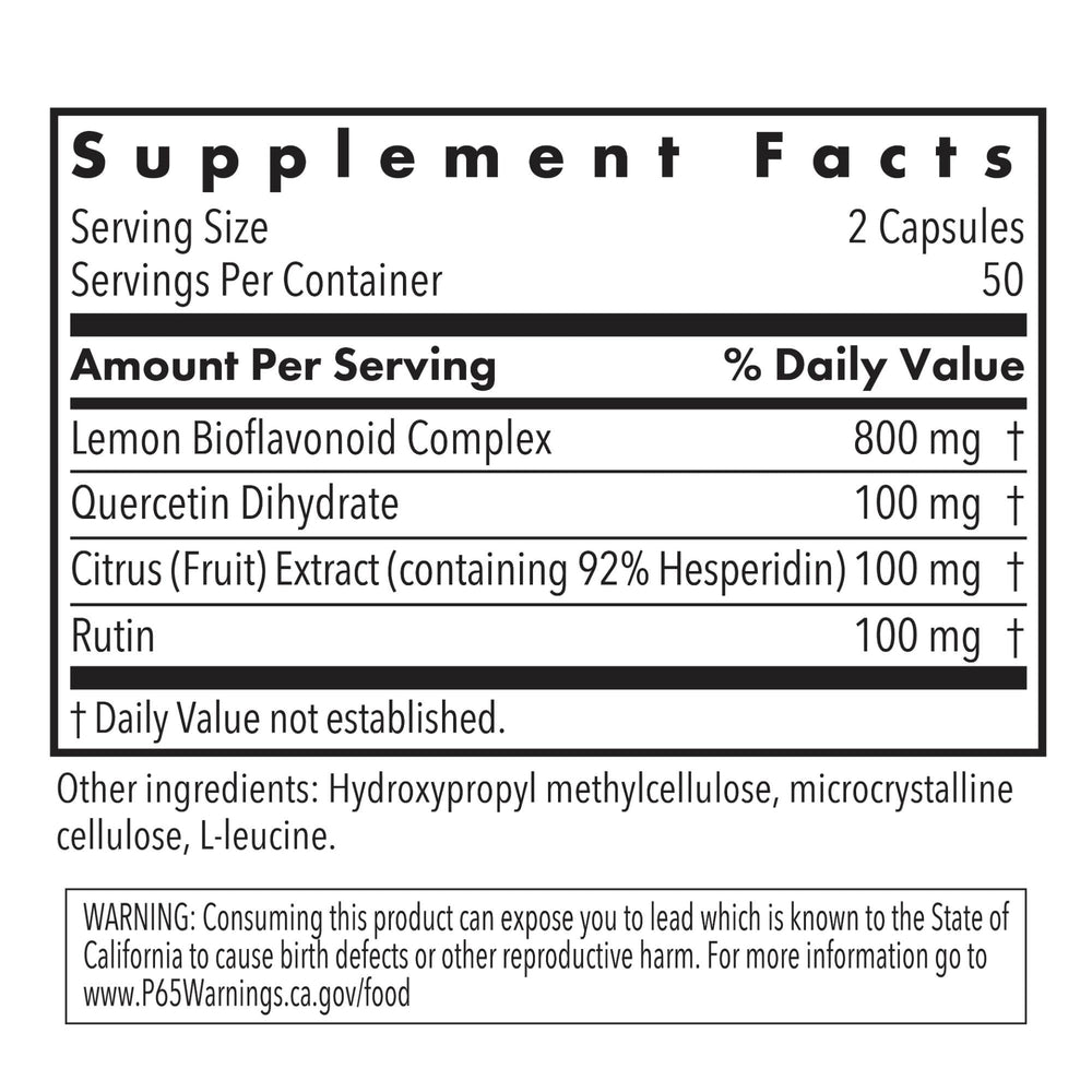 Nutricology Quercetin Bioflavonoids capsules-closeup shows convenient capsules for meals