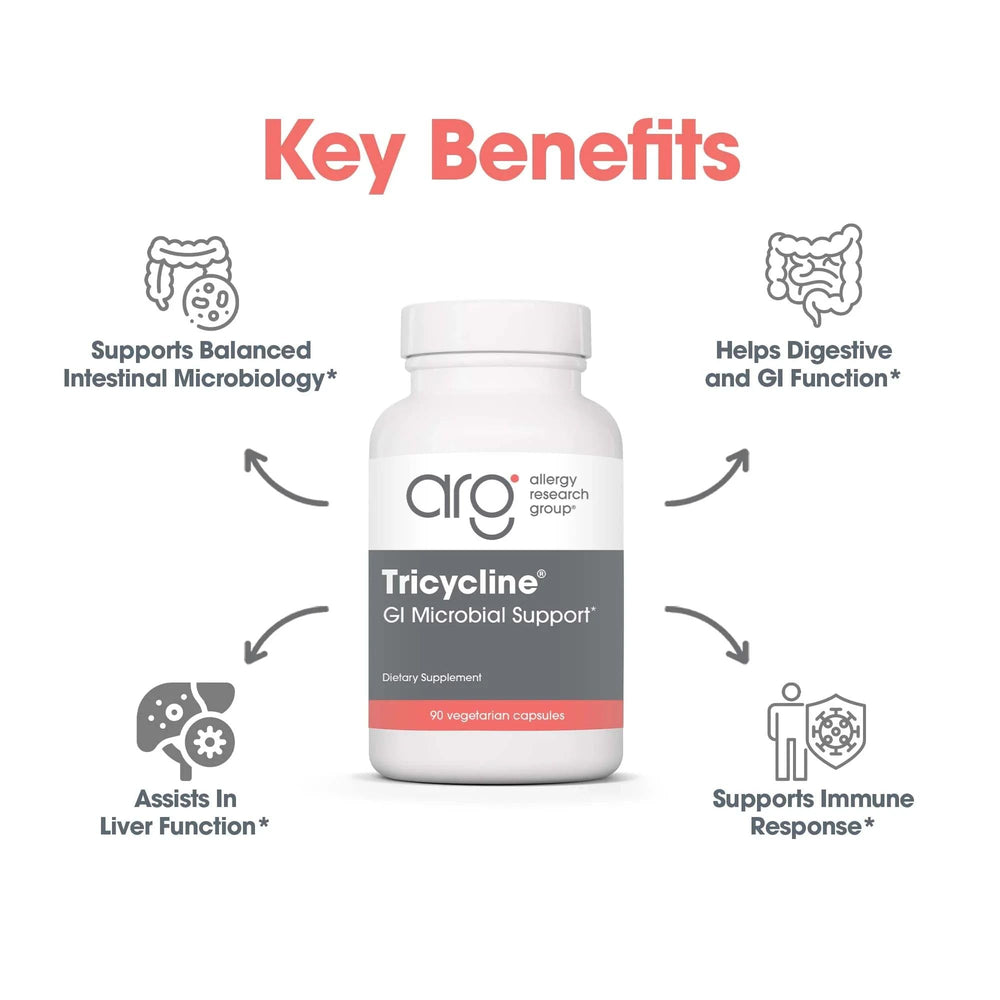 Nutricology Tribiotics bottle top view showcases dosage instructions.