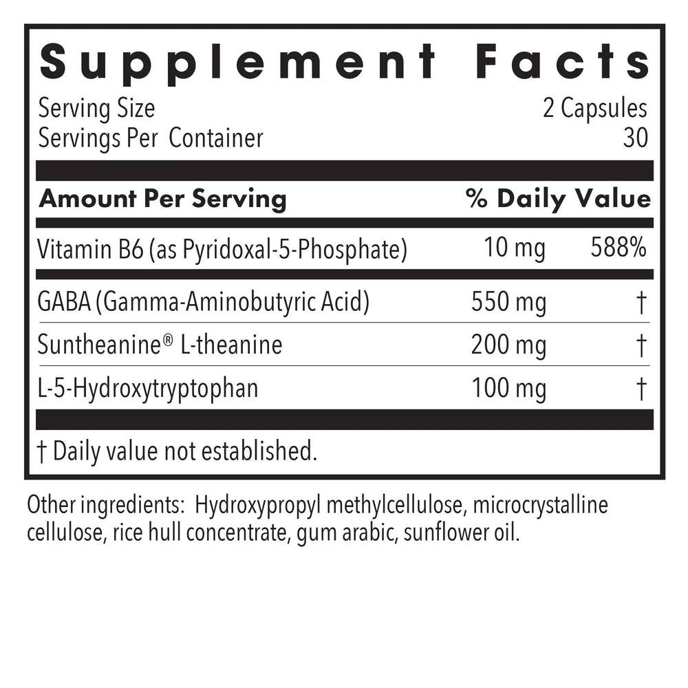 Nutricology ZenMind capsules close-up highlights GABA and L-Theanine.