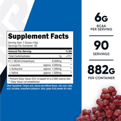 Nutricost BCAA Powder grape scoop showing serving size for intra-workout mix.