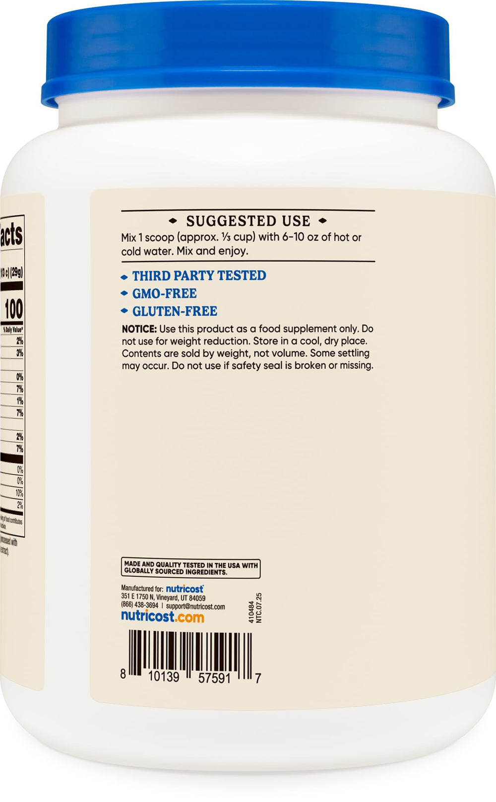 Nutricost beef protein isolate powder poured into a glass shaker for mixing