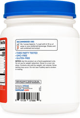 GMO-free and gluten-free Nutricost label on protein packaging
